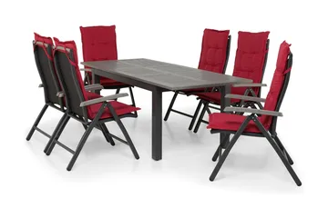 Monaco Matgrupp Utomhus 152-210 + 6 Positionsstolar - Svart/Svart - Utemöbler & utemiljö - Utegrupp - Matgrupp utomhus