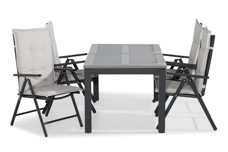 Monaco Matgrupp Utomhus 152-210x90 + 4 Maggie Positionsstol m Dyna, Svart/Offwhite