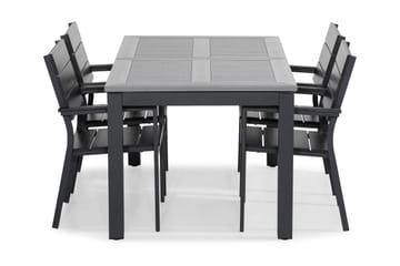 Monaco Matgrupp Utomhus 152-210x90 + 4 Tunis Stapelstol - Svart - Utemöbler & utemiljö - Utegrupp - Matgrupp utomhus