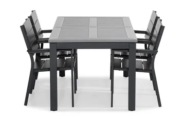 Monaco Matgrupp Utomhus 152-210x90 + 4 Tunis Stapelstol - Svart - Utemöbler & utemiljö - Utegrupp - Matgrupp utomhus