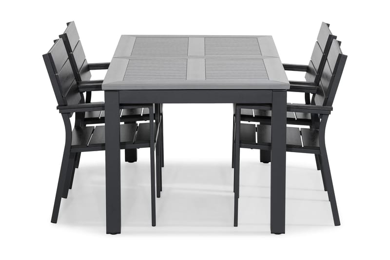 Monaco Matgrupp Utomhus 152-210x90 + 4 Tunis Stapelstol - Svart - Utemöbler & utemiljö - Utegrupp - Matgrupp utomhus