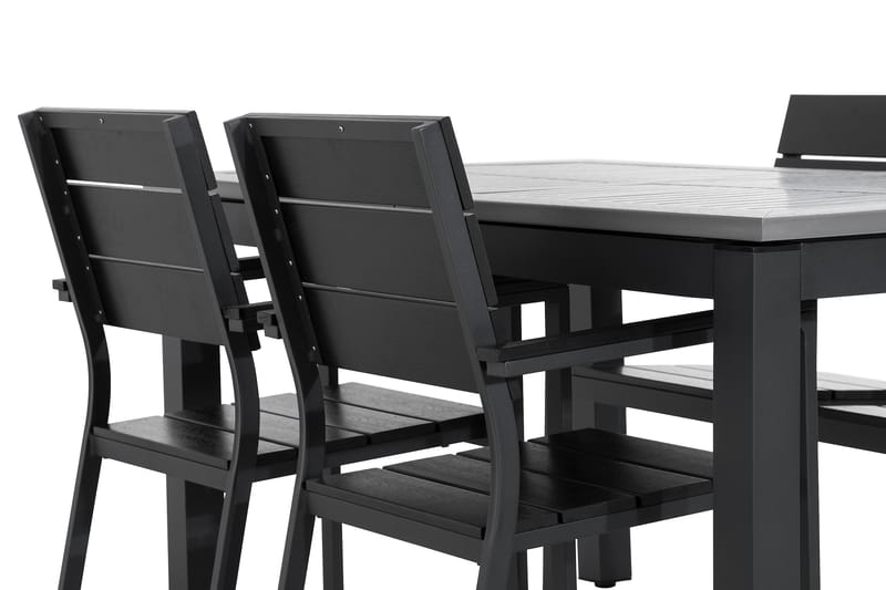 Monaco Matgrupp Utomhus 152-210x90 + 4 Tunis Stapelstol - Svart - Utemöbler & utemiljö - Utegrupp - Matgrupp utomhus