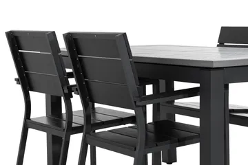 Monaco Matgrupp Utomhus 152-210x90 + 4 Tunis Stapelstol - Svart - Utemöbler & utemiljö - Utegrupp - Matgrupp utomhus