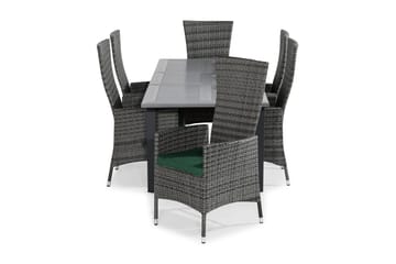 Monaco Matgrupp Utomhus 152-210x90 + 6 Jenny Fåtölj Ställbar m Dyna - Svart/Grå/Grön - Utemöbler & utemiljö - Utegrupp - Matgrupp utomhus