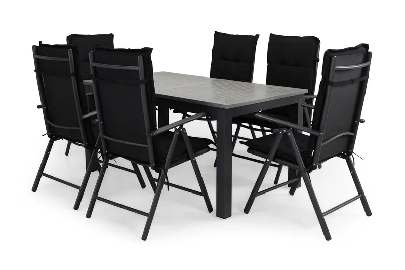 Monaco Matgrupp Utomhus 152-210x90 + 6 Maggie Positionsstol m Dyna - Svart - Utemöbler & utemiljö - Utegrupp - Matgrupp utomhus