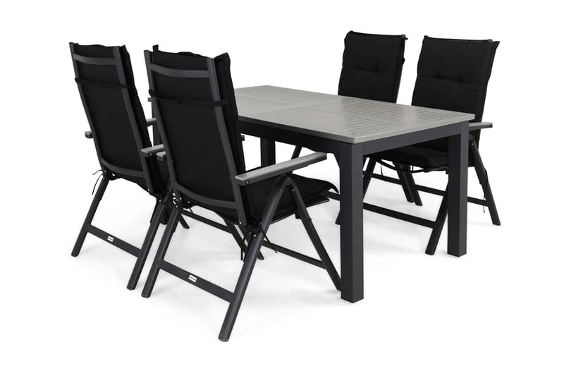 Monaco Matgrupp Utomhus 152-210x90+4 Monaco Light Positionsstol Dyna, Svart/Grå