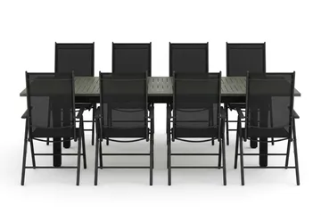 Monaco utomhus matgrupp förlängningsbart 210/310x90 med 8 Maggie positionsstolar - Svart/Grå - Utemöbler & utemiljö - Utegrupp - Matgrupp utomhus