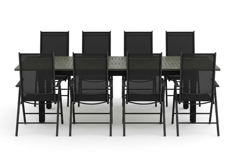 Monaco utomhus matgrupp förlängningsbart 210/310x90 med 8 Maggie positionsstolar - Svart/Grå - Utemöbler & utemiljö - Utegrupp - Matgrupp utomhus