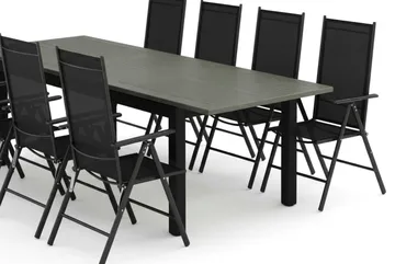 Monaco utomhus matgrupp förlängningsbart 210/310x90 med 8 Maggie positionsstolar - Svart/Grå - Utemöbler & utemiljö - Utegrupp - Matgrupp utomhus