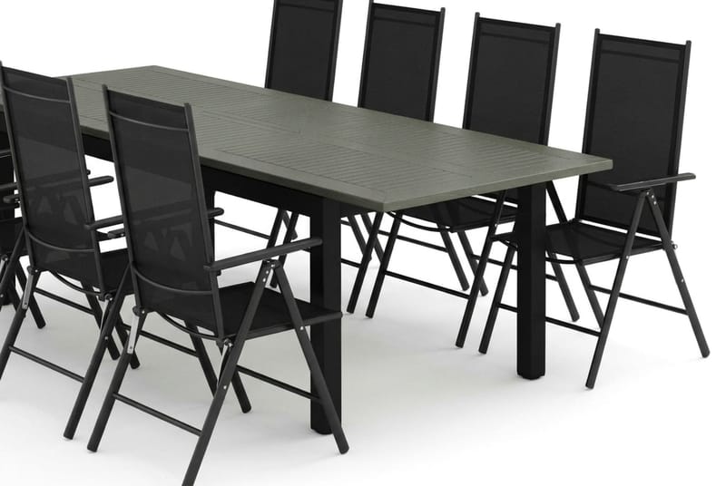 Monaco utomhus matgrupp förlängningsbart 210/310x90 med 8 Maggie positionsstolar - Svart/Grå - Utemöbler & utemiljö - Utegrupp - Matgrupp utomhus