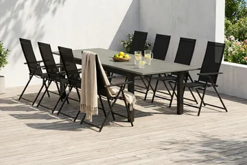 Monaco utomhus matgrupp förlängningsbart 210/310x90 med 8 Maggie positionsstolar - Svart/Grå - Utemöbler & utemiljö - Utegrupp - Matgrupp utomhus
