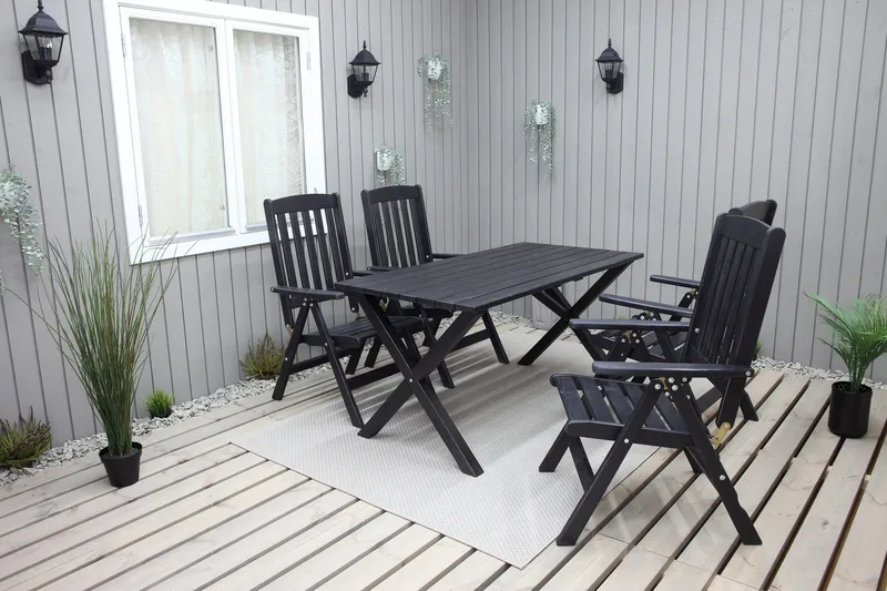Oliver Matgrupp Utomhus 4 Utestolar - Grå/Svart - Utemöbler & utemiljö - Utegrupp - Matgrupp utomhus