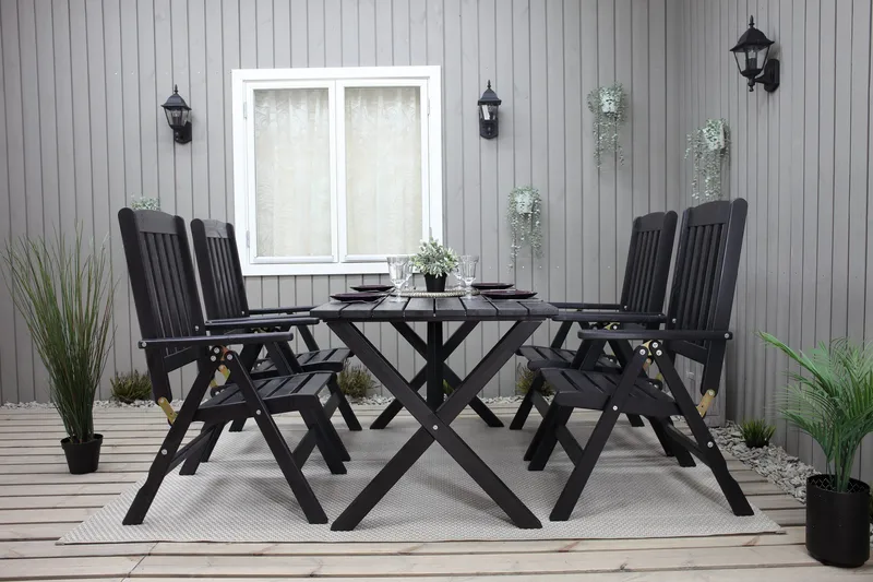 Oliver Matgrupp Utomhus 4 Utestolar - Grå/Svart - Utemöbler & utemiljö - Utegrupp - Matgrupp utomhus