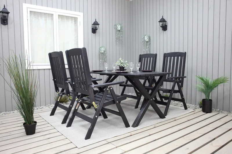 Oliver Matgrupp Utomhus 4 Utestolar - Grå/Svart - Utemöbler & utemiljö - Utegrupp - Matgrupp utomhus