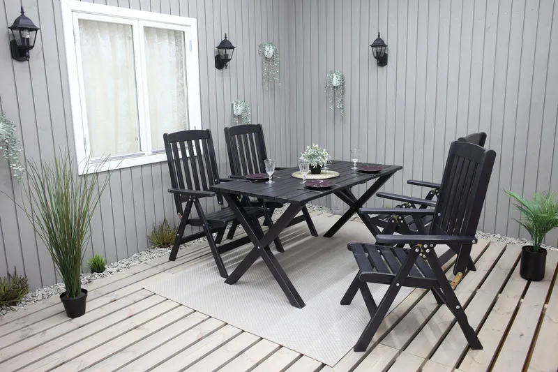 Oliver Matgrupp Utomhus 4 Utestolar - Grå/Svart - Utemöbler & utemiljö - Utegrupp - Matgrupp utomhus