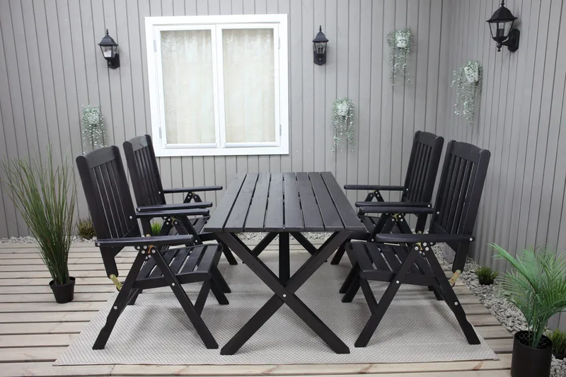 Oliver Matgrupp Utomhus 4 Utestolar - Grå/Svart - Utemöbler & utemiljö - Utegrupp - Matgrupp utomhus