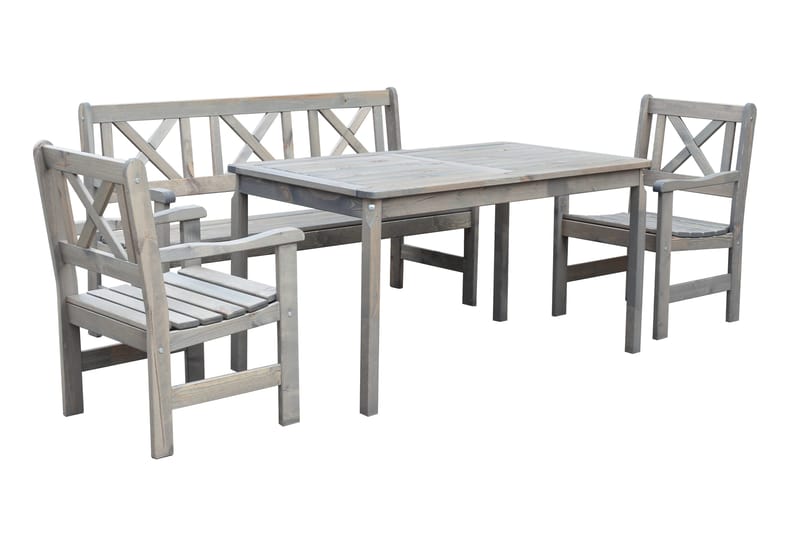 Olivo Matgrupp Utomhus + 2 Utestolar + Bänk Utomhus - Grå - Utemöbler & utemiljö - Utegrupp - Matgrupp utomhus