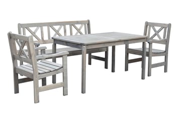 Olivo Matgrupp Utomhus + 2 Utestolar + Bänk Utomhus - Grå - Utemöbler & utemiljö - Utegrupp - Matgrupp utomhus
