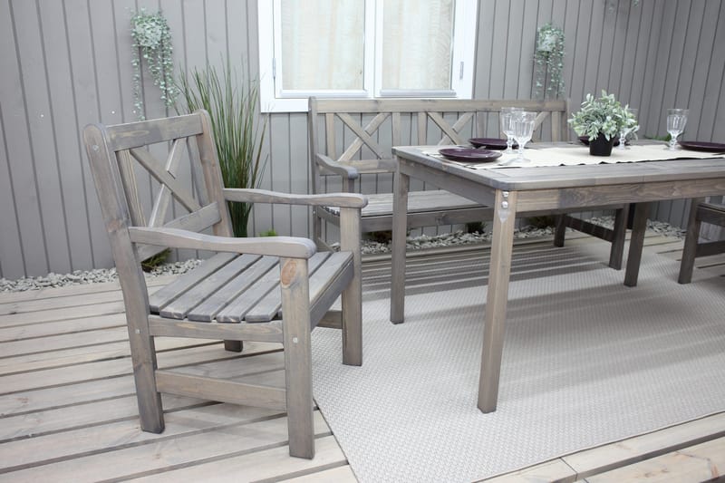 Olivo Matgrupp Utomhus + 2 Utestolar + Bänk Utomhus - Grå - Utemöbler & utemiljö - Utegrupp - Matgrupp utomhus