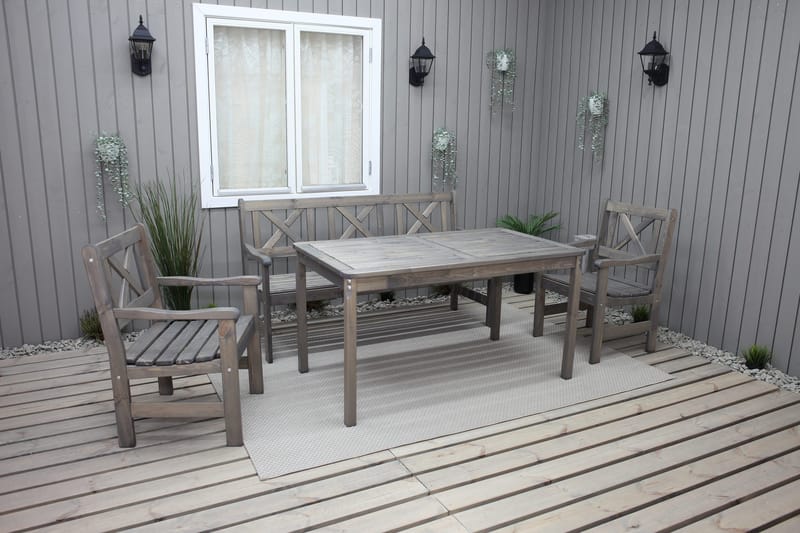 Olivo Matgrupp Utomhus + 2 Utestolar + Bänk Utomhus - Grå - Utemöbler & utemiljö - Utegrupp - Matgrupp utomhus