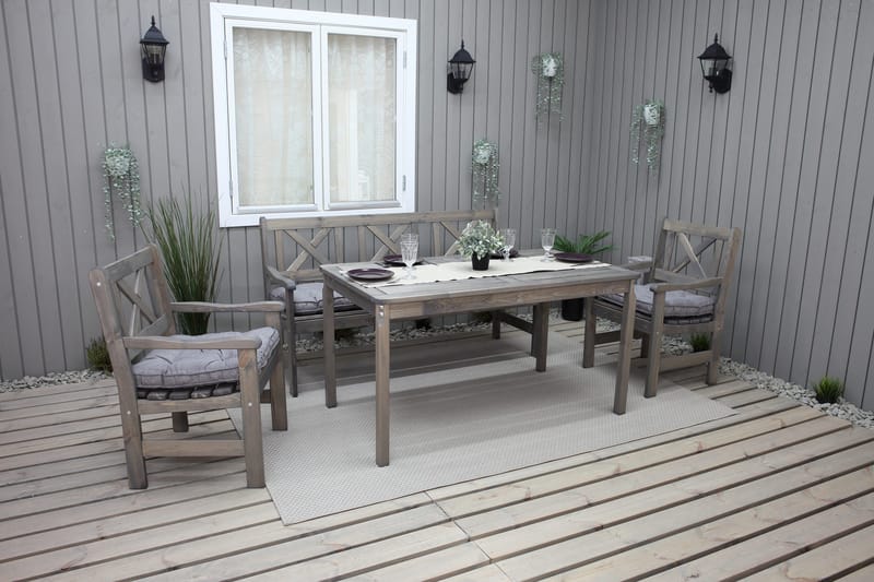 Olivo Matgrupp Utomhus + 2 Utestolar + Bänk Utomhus - Grå - Utemöbler & utemiljö - Utegrupp - Matgrupp utomhus