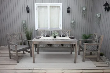 Olivo Matgrupp Utomhus + 2 Utestolar + Bänk Utomhus - Grå - Utemöbler & utemiljö - Utegrupp - Matgrupp utomhus