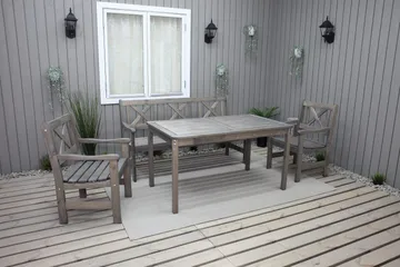 Olivo Matgrupp Utomhus + 2 Utestolar + Bänk Utomhus - Grå - Utemöbler & utemiljö - Utegrupp - Matgrupp utomhus