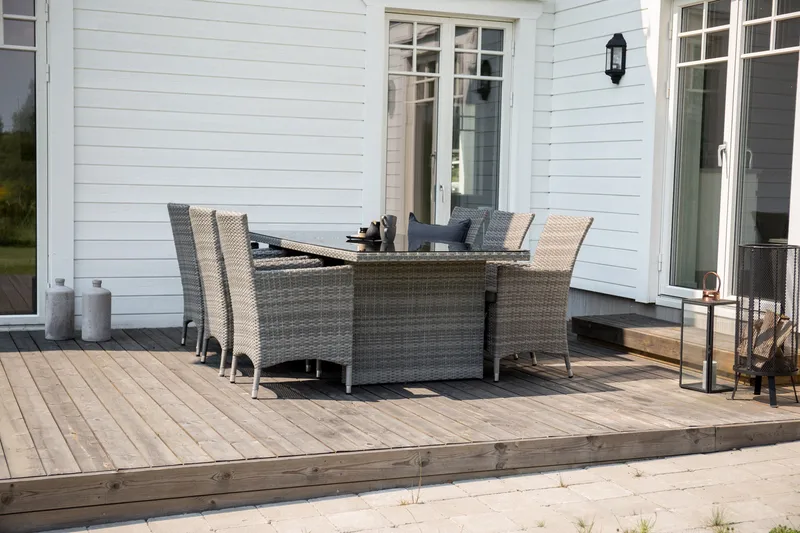 Padova Matgrupp Utomhus 200cm + 6 Malin Karmstolar, Natur