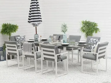 Pancole Trädgårdsmöbelset Med Utebord+8 Utestolar - Grå - Utemöbler & utemiljö - Utegrupp - Matgrupp utomhus