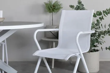 Parma Matgrupp Rund Ø140cm + 4 Alina Matstolar Vit/Grå - Vit/Grå - Utemöbler & utemiljö - Utegrupp - Matgrupp utomhus