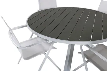 Parma Matgrupp Rund Ø140cm + 4 Alina Matstolar Vit/Grå - Vit/Grå - Utemöbler & utemiljö - Utegrupp - Matgrupp utomhus