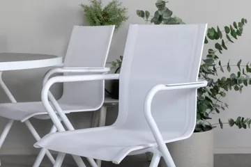 Parma Matgrupp Rund Ø140cm + 6 Alina Matstolar Vit/Grå - Vit/Grå - Utemöbler & utemiljö - Utegrupp - Matgrupp utomhus