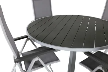 Parma Matgrupp Utomhus Rund Ø140cm + 4 Albany Positionsstolar - Brun/Vit - Utemöbler & utemiljö - Utegrupp - Matgrupp utomhus