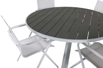 Parma Matgrupp Utomhus Rund Ø140cm + 4 Alina Matstolar - Vit/Grå - Utemöbler & utemiljö - Utegrupp - Matgrupp utomhus