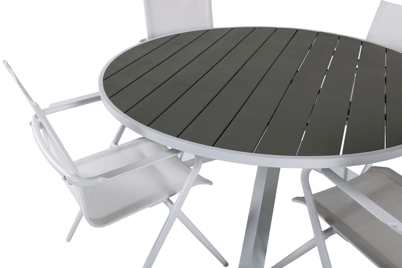 Parma Matgrupp Utomhus Rund Ø140cm + 4 Alina Matstolar - Vit/Grå - Utemöbler & utemiljö - Utegrupp - Matgrupp utomhus