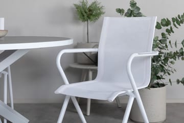Parma Matgrupp Utomhus Rund Ø140cm + 4 Alina Matstolar - Vit/Grå - Utemöbler & utemiljö - Utegrupp - Matgrupp utomhus