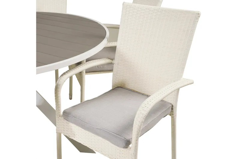 Parma Matgrupp Utomhus Rund Ø140cm + 4 Anna Karmstolar - Vit - Utemöbler & utemiljö - Utegrupp - Matgrupp utomhus
