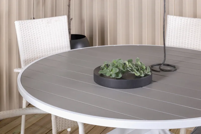 Parma Matgrupp Utomhus Rund Ø140cm + 4 Anna Karmstolar - Vit - Utemöbler & utemiljö - Utegrupp - Matgrupp utomhus