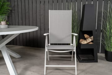 Parma Matgrupp Utomhus Rund Ø140cm + 4 Break Positionsstolar - Vit/Grå - Utemöbler & utemiljö - Utegrupp - Matgrupp utomhus