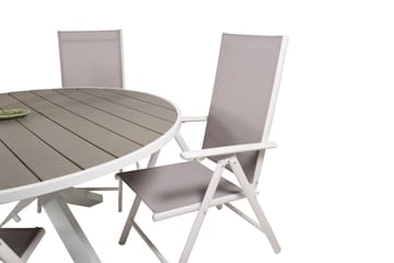 Parma Matgrupp Utomhus Rund Ø140cm + 4 Break Positionsstolar - Vit/Grå - Utemöbler & utemiljö - Utegrupp - Matgrupp utomhus