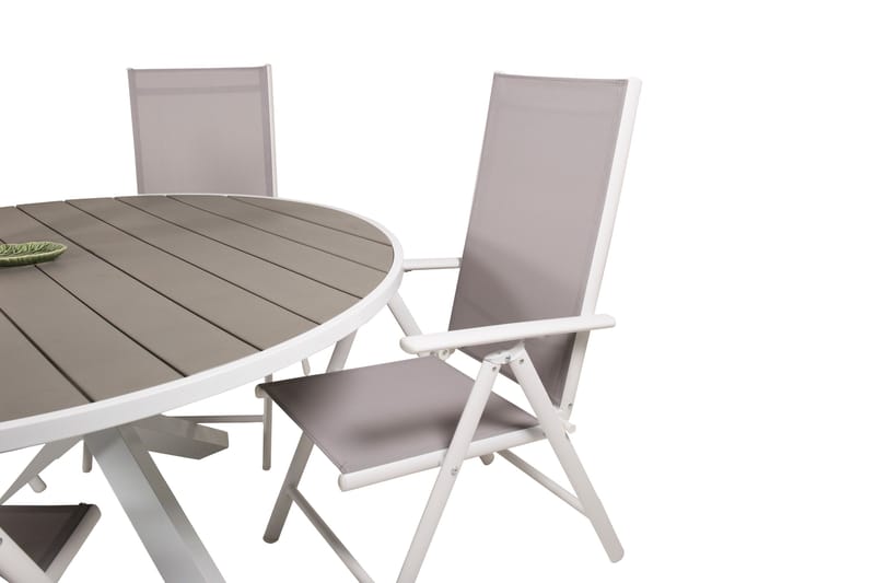 Parma Matgrupp Utomhus Rund Ø140cm + 4 Break Positionsstolar - Vit/Grå - Utemöbler & utemiljö - Utegrupp - Matgrupp utomhus