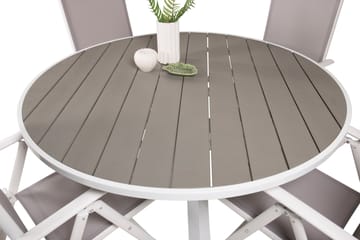 Parma Matgrupp Utomhus Rund Ø140cm + 4 Break Positionsstolar - Vit/Grå - Utemöbler & utemiljö - Utegrupp - Matgrupp utomhus