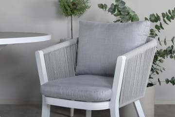 Parma Matgrupp Utomhus Rund Ø140cm + 4 Virya Matstolar - Brun/Vit - Utemöbler & utemiljö - Utegrupp - Matgrupp utomhus