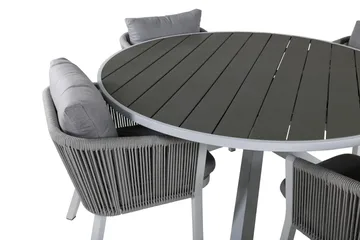 Parma Matgrupp Utomhus Rund Ø140cm + 4 Virya Matstolar - Brun/Vit - Utemöbler & utemiljö - Utegrupp - Matgrupp utomhus