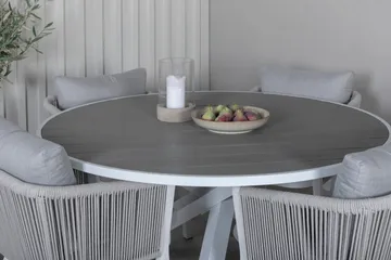 Parma Matgrupp Utomhus Rund Ø140cm + 4 Virya Matstolar - Brun/Vit - Utemöbler & utemiljö - Utegrupp - Matgrupp utomhus