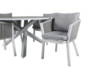 Parma Matgrupp Utomhus Rund Ø140cm + 4 Virya Matstolar - Brun/Vit - Utemöbler & utemiljö - Utegrupp - Matgrupp utomhus