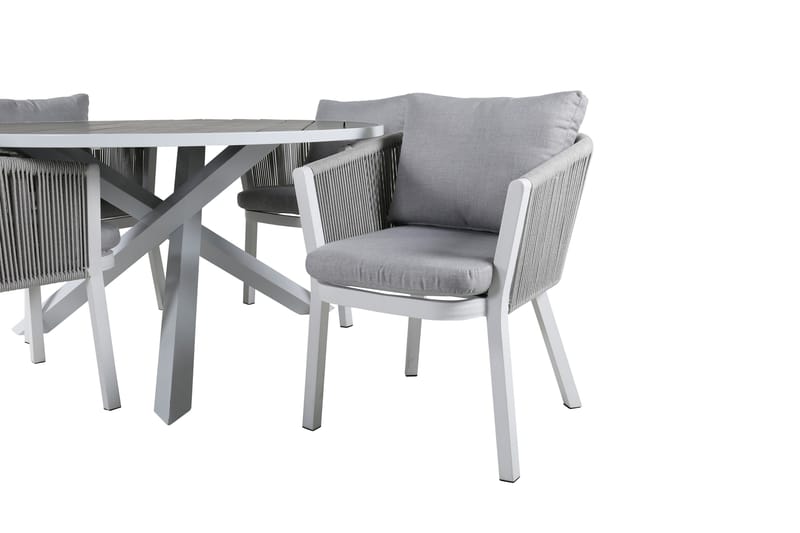 Parma Matgrupp Utomhus Rund Ø140cm + 4 Virya Matstolar - Brun/Vit - Utemöbler & utemiljö - Utegrupp - Matgrupp utomhus