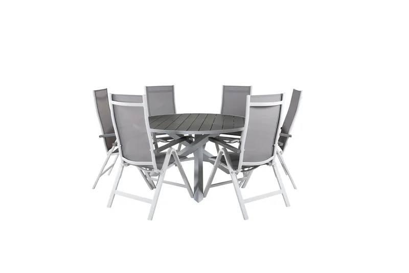 Parma Matgrupp Utomhus Rund Ø140cm + 6 Albany Positionsstolar, Svart