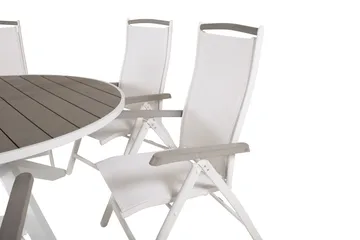 Parma Matgrupp Utomhus Rund Ø140cm + 6 Albany Positionsstolar - Vit/Grå - Utemöbler & utemiljö - Utegrupp - Matgrupp utomhus