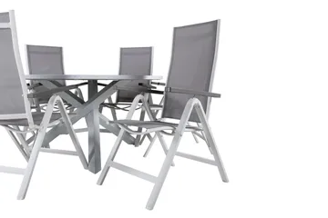 Parma Matgrupp Utomhus Rund Ø140cm + 6 Albany Positionsstolar - Svart - Utemöbler & utemiljö - Utegrupp - Matgrupp utomhus